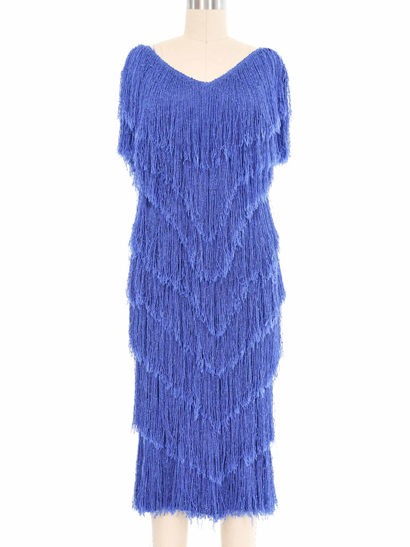 Cobalt Yarn Fringe Dress Dress arcadeshops.com