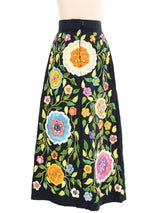 1960s Hand Embroidered Floral Raffia Skirt Bottom arcadeshops.com