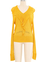 1930s Ruffle Trim Marigold Open Knit Top Top arcadeshops.com