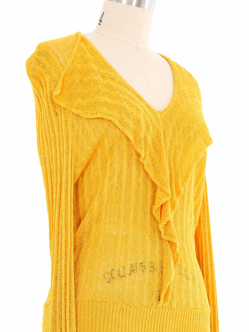 1930s Ruffle Trim Marigold Open Knit Top Top arcadeshops.com