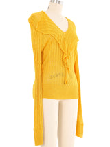 1930s Ruffle Trim Marigold Open Knit Top Top arcadeshops.com