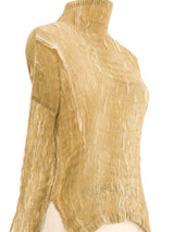 Issey Miyake Crinkle Pleated Beige Top Top arcadeshops.com