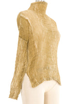 Issey Miyake Crinkle Pleated Beige Top Top arcadeshops.com