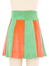 Seafoam And Orange Colorblock Leather Mini Skirt Bottom arcadeshops.com