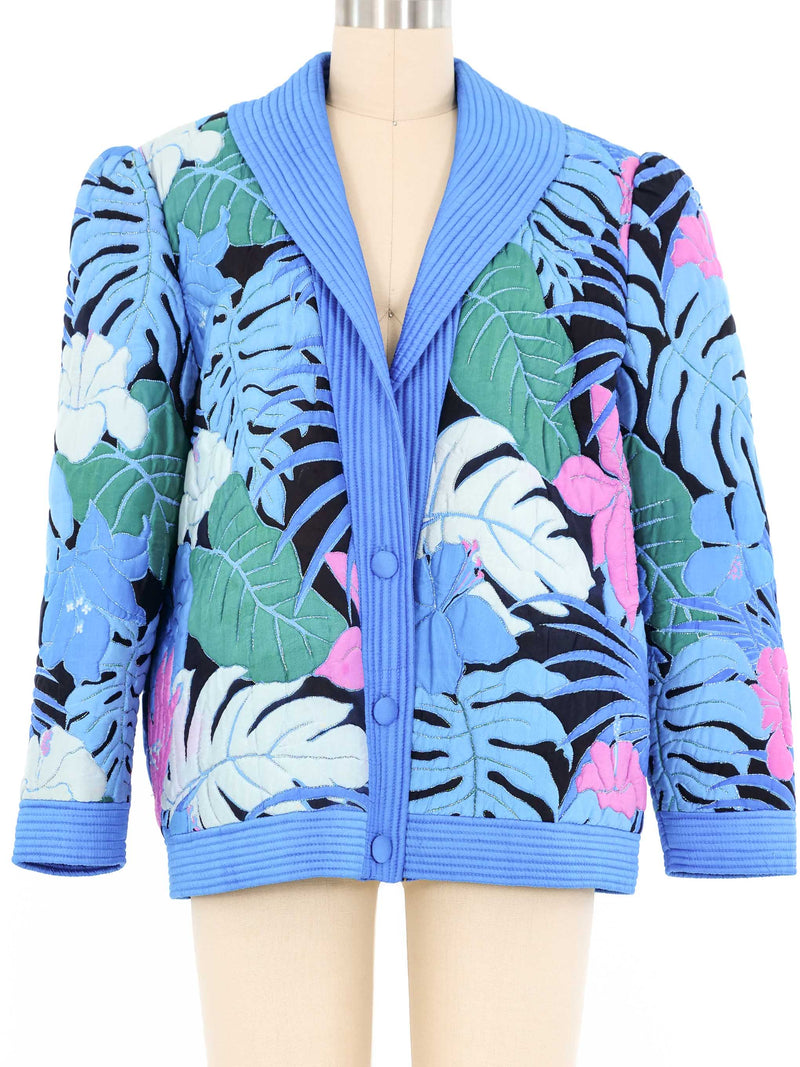 Quilted Thai Silk Floral Jacket Jacket arcadeshops.com