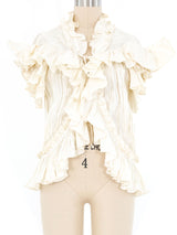 Zandra Rhodes Ivory Pleated Ruffle Top Top arcadeshops.com