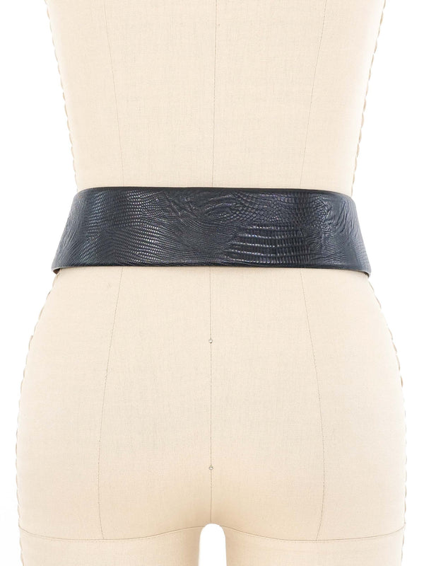 Donna Karan Black Lizard Embossed Waistbelt Accessory arcadeshops.com