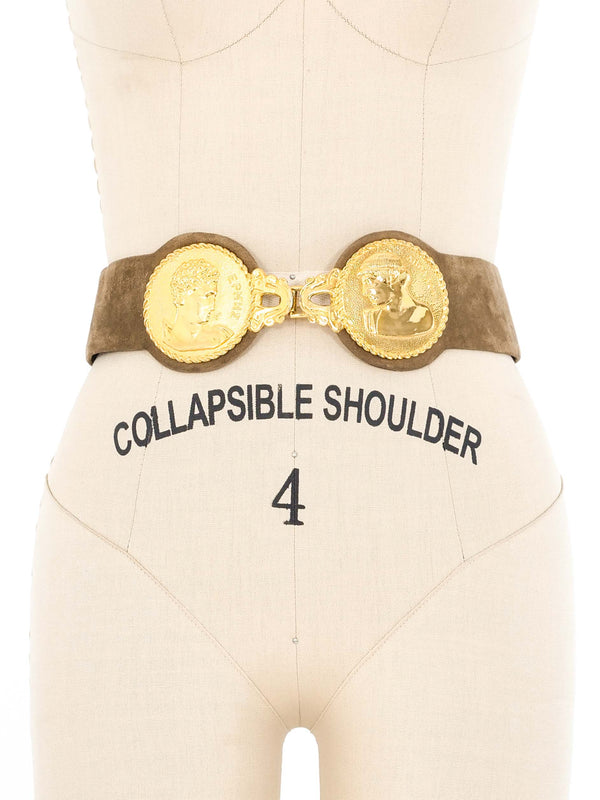 Judith Leiber Greek Coin Motif Suede Belt Accessory arcadeshops.com