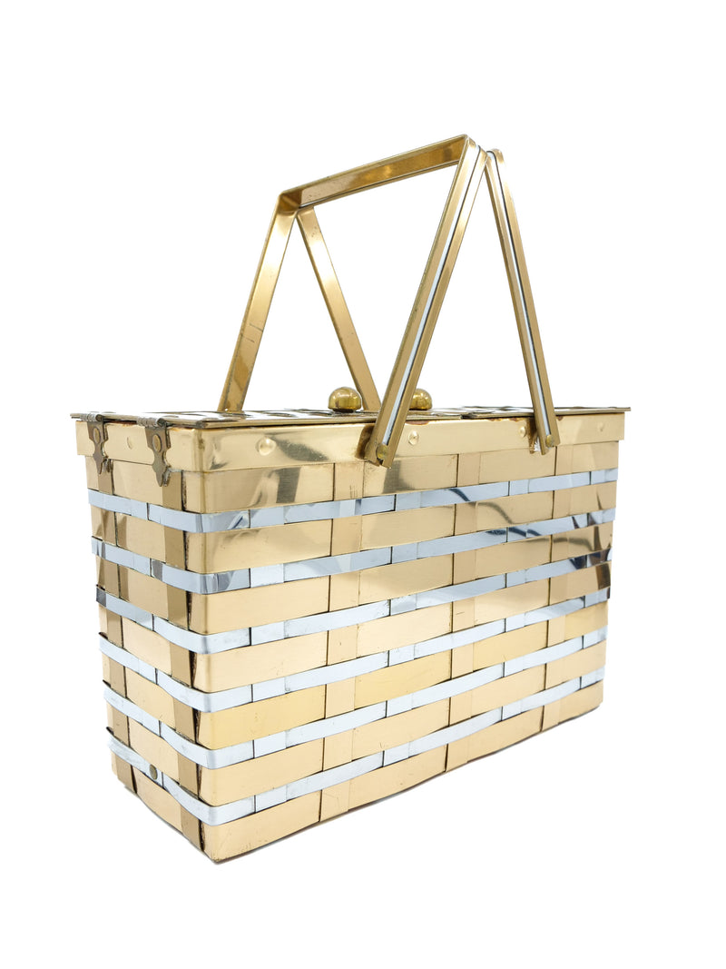 1950s Two Tone Metal Basket Bag Accessory arcadeshops.com