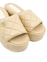 Chanel Nude Quilted Platform Sandals, 35 Accessory arcadeshops.com