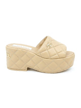 Chanel Nude Quilted Platform Sandals, 35 Accessory arcadeshops.com