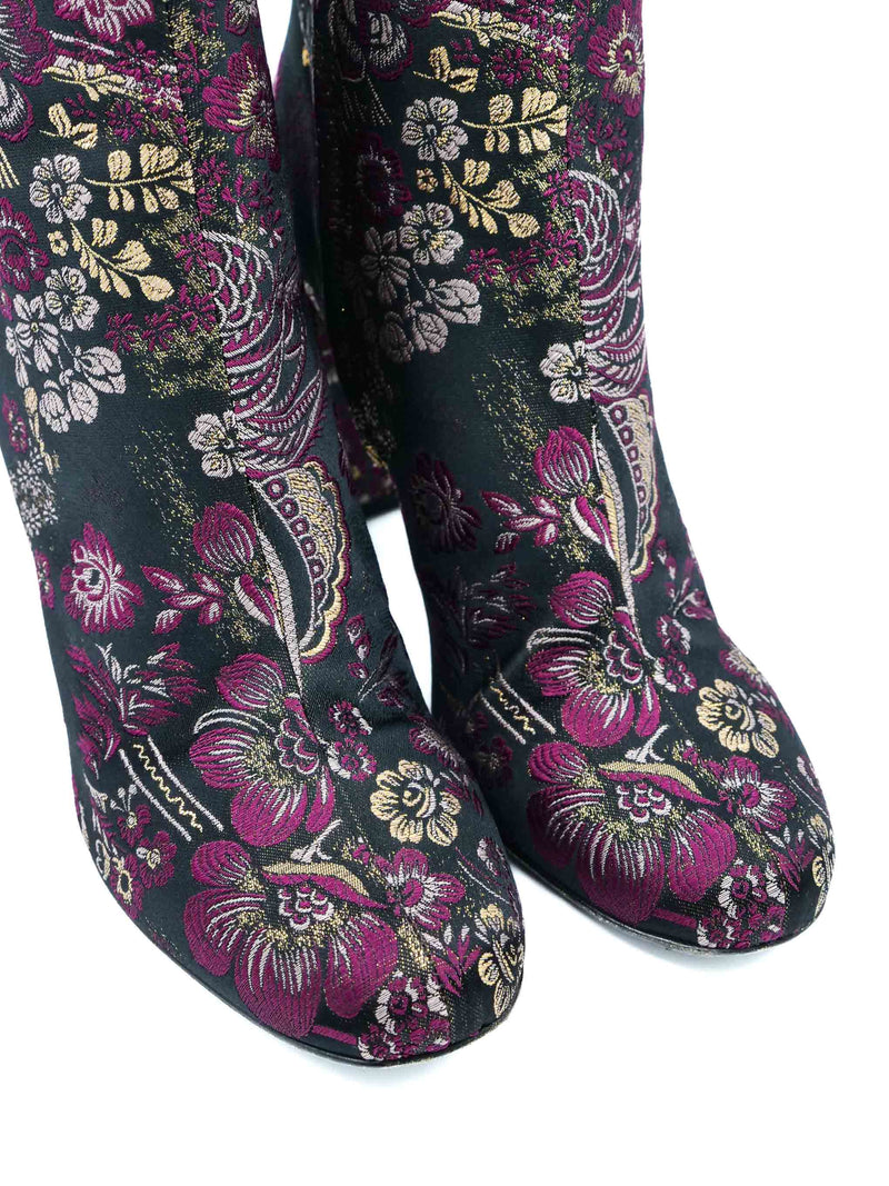 Saint Laurent Foral Brocade Boots, 37.5 Accessory arcadeshops.com