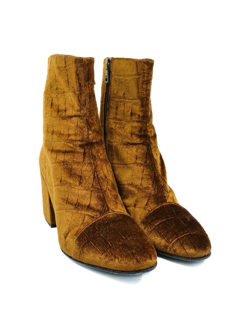 Dries Van Noten Embossed Velvet Boots, 38.5 Accessory arcadeshops.com
