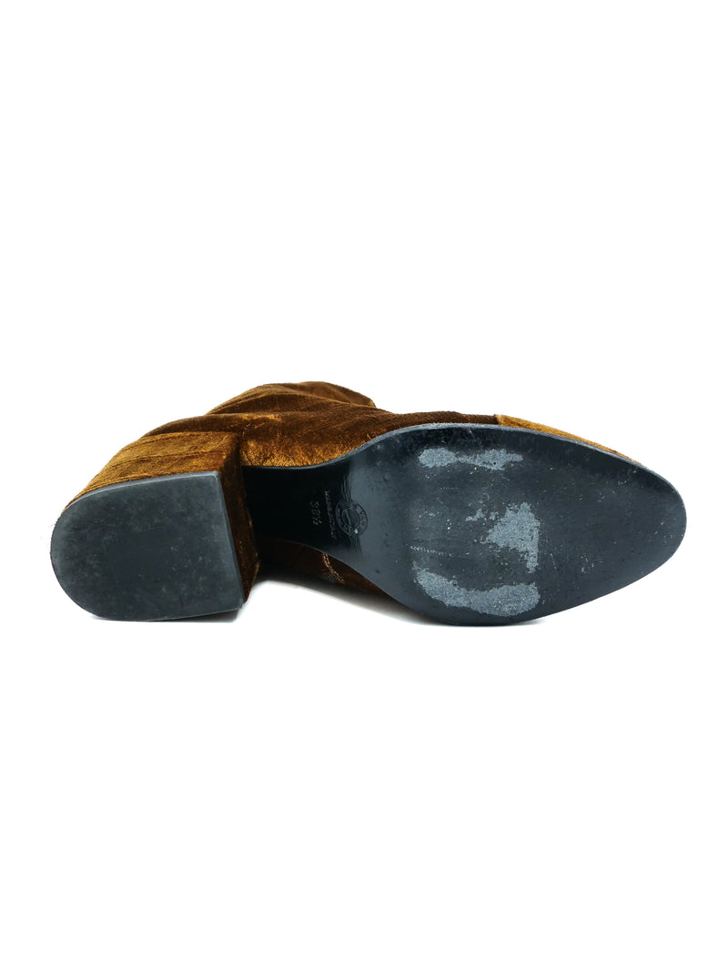 Dries Van Noten Embossed Velvet Boots, 38.5 Accessory arcadeshops.com