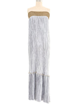 Mary McFadden Periwinkle Plisse Fringed Skirt Ensemble Dress arcadeshops.com