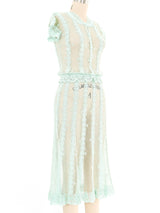 Mint Button Front Crochet Dress Dress arcadeshops.com