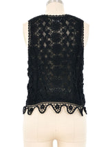 Black Layered Floral Crochet Tank Top arcadeshops.com