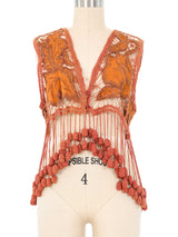 Romeo Gigli Fringe Crochet Vest Jacket arcadeshops.com