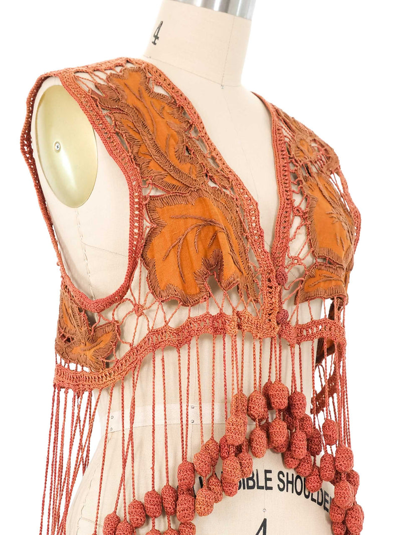 Romeo Gigli Fringe Crochet Vest Jacket arcadeshops.com