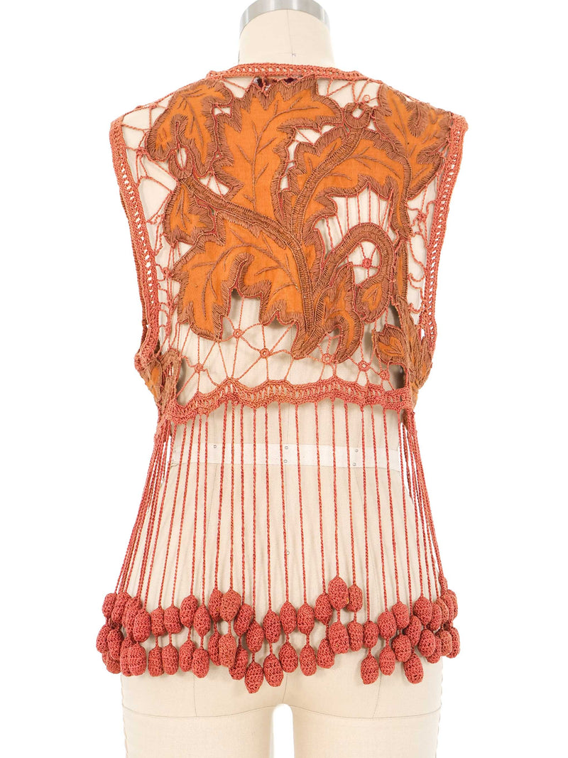 Romeo Gigli Fringe Crochet Vest Jacket arcadeshops.com