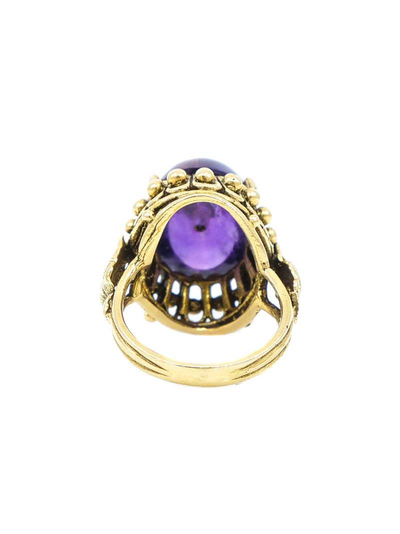 1950s Amethyst Cabochon Diamond Set Ring Fine Jewelry arcadeshops.com