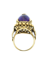 1950s Amethyst Cabochon Diamond Set Ring Fine Jewelry arcadeshops.com