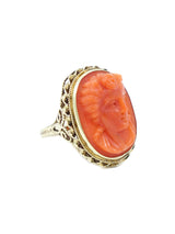 14k Coral Cameo Ring Fine Jewelry arcadeshops.com