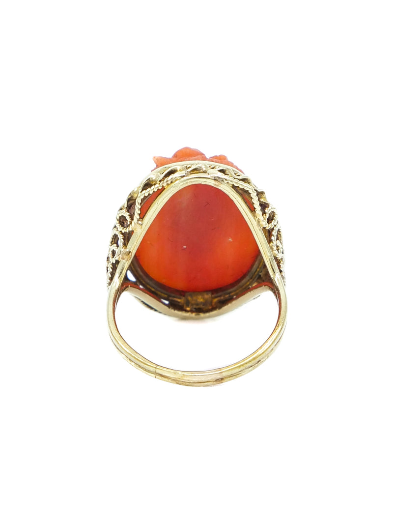 14k Coral Cameo Ring Fine Jewelry arcadeshops.com