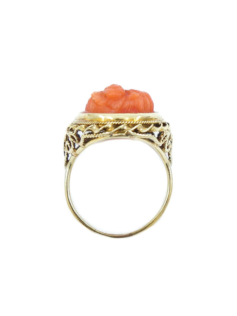 14k Coral Cameo Ring Fine Jewelry arcadeshops.com