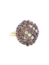 18k Mixed Gemstone Dome Cocktail Ring Fine Jewelry arcadeshops.com