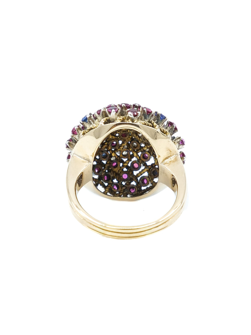 18k Mixed Gemstone Dome Cocktail Ring Fine Jewelry arcadeshops.com