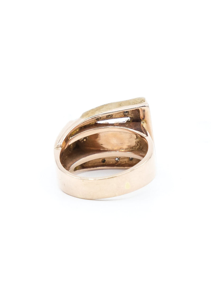 14k Art Deco Rose Gold Statement Ring Fine Jewelry arcadeshops.com