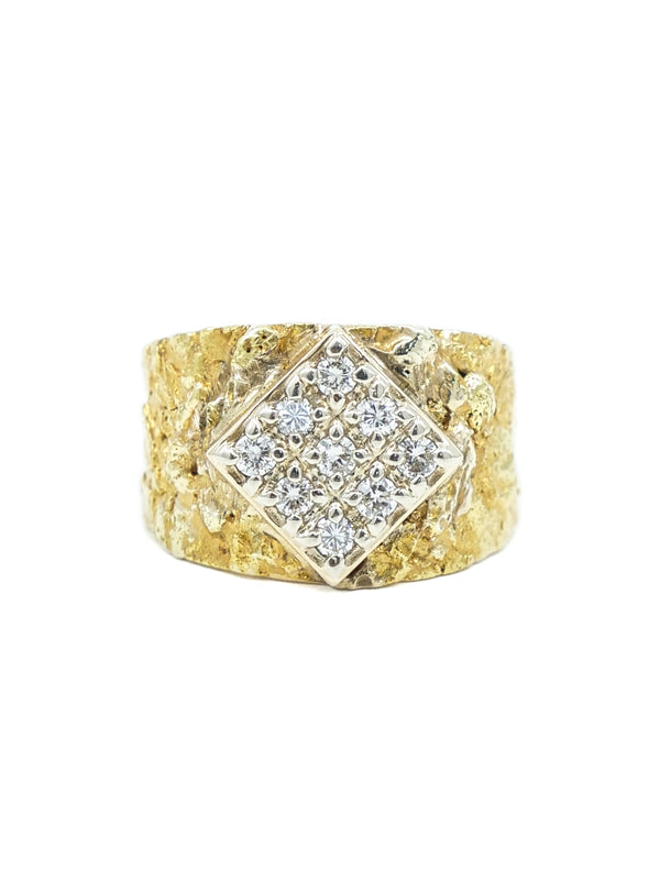 14k Gold Diamond Set Nugget Ring Fine Jewelry arcadeshops.com