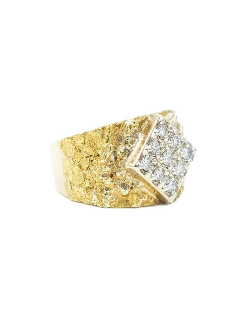 14k Gold Diamond Set Nugget Ring Fine Jewelry arcadeshops.com