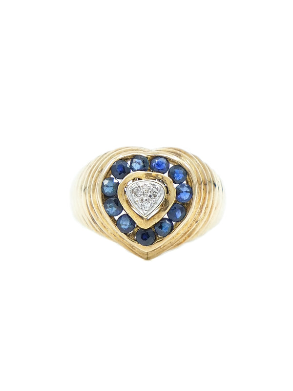 14k Sapphire Heart Signet Ring Fine Jewelry arcadeshops.com