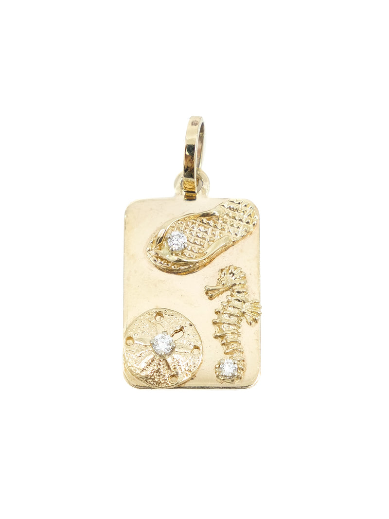 14k Diamond Beach Tag Charm Fine Jewelry arcadeshops.com