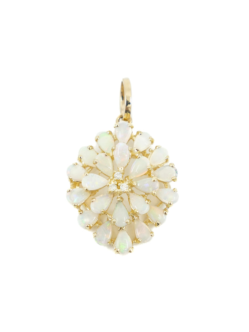 14k Diamond Opal Flower Charm Fine Jewelry arcadeshops.com