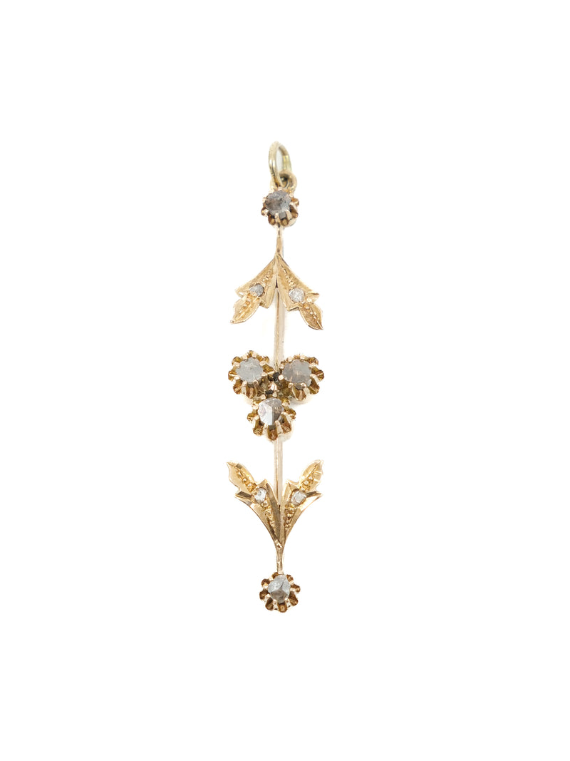 14k Rose Cut Diamond Floral Vine Charm Fine Jewelry arcadeshops.com