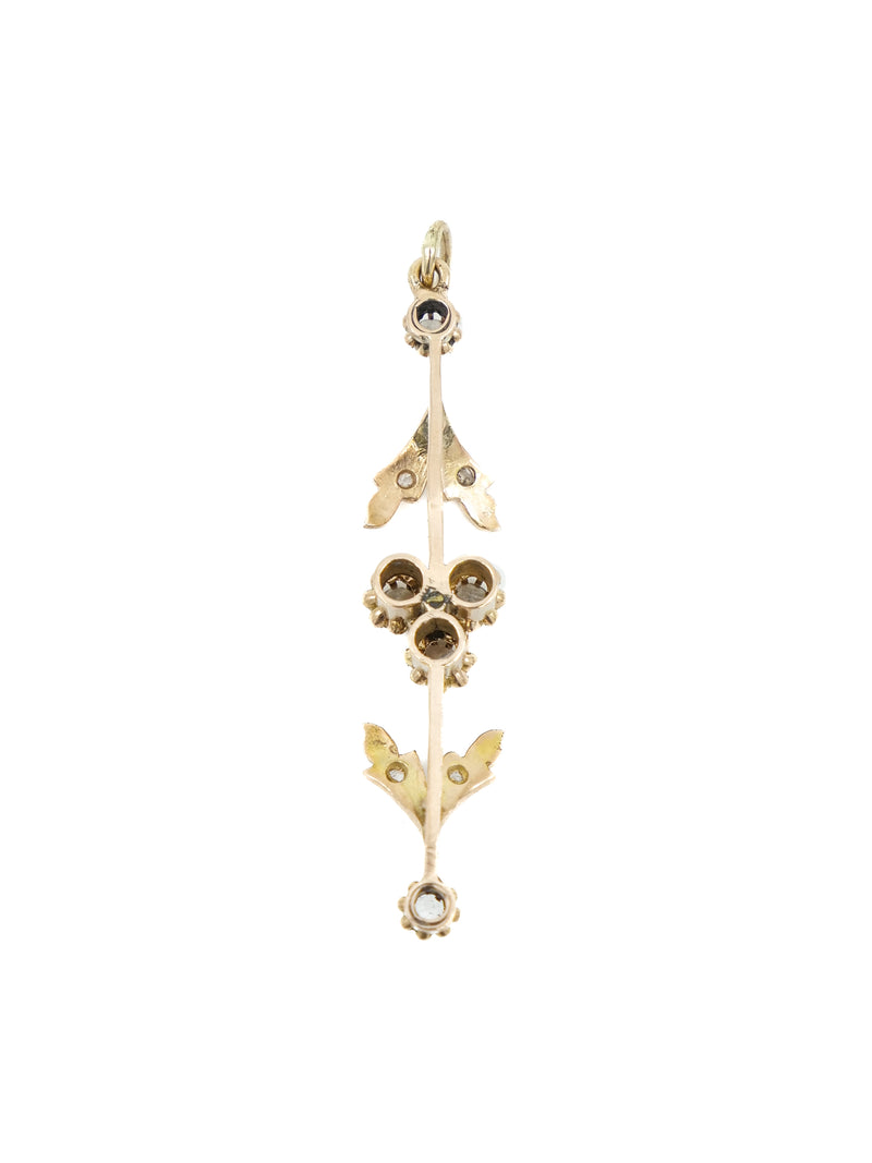 14k Rose Cut Diamond Floral Vine Charm Fine Jewelry arcadeshops.com