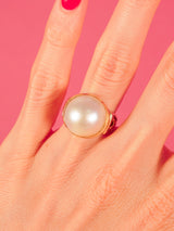 1980s Large Natural Pearl Ring Fine Jewelry arcadeshops.com