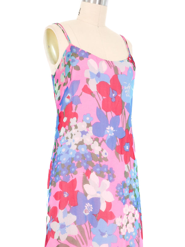 Adele Simpson Layered Chiffon Neon Floral Midi Dress Dress arcadeshops.com