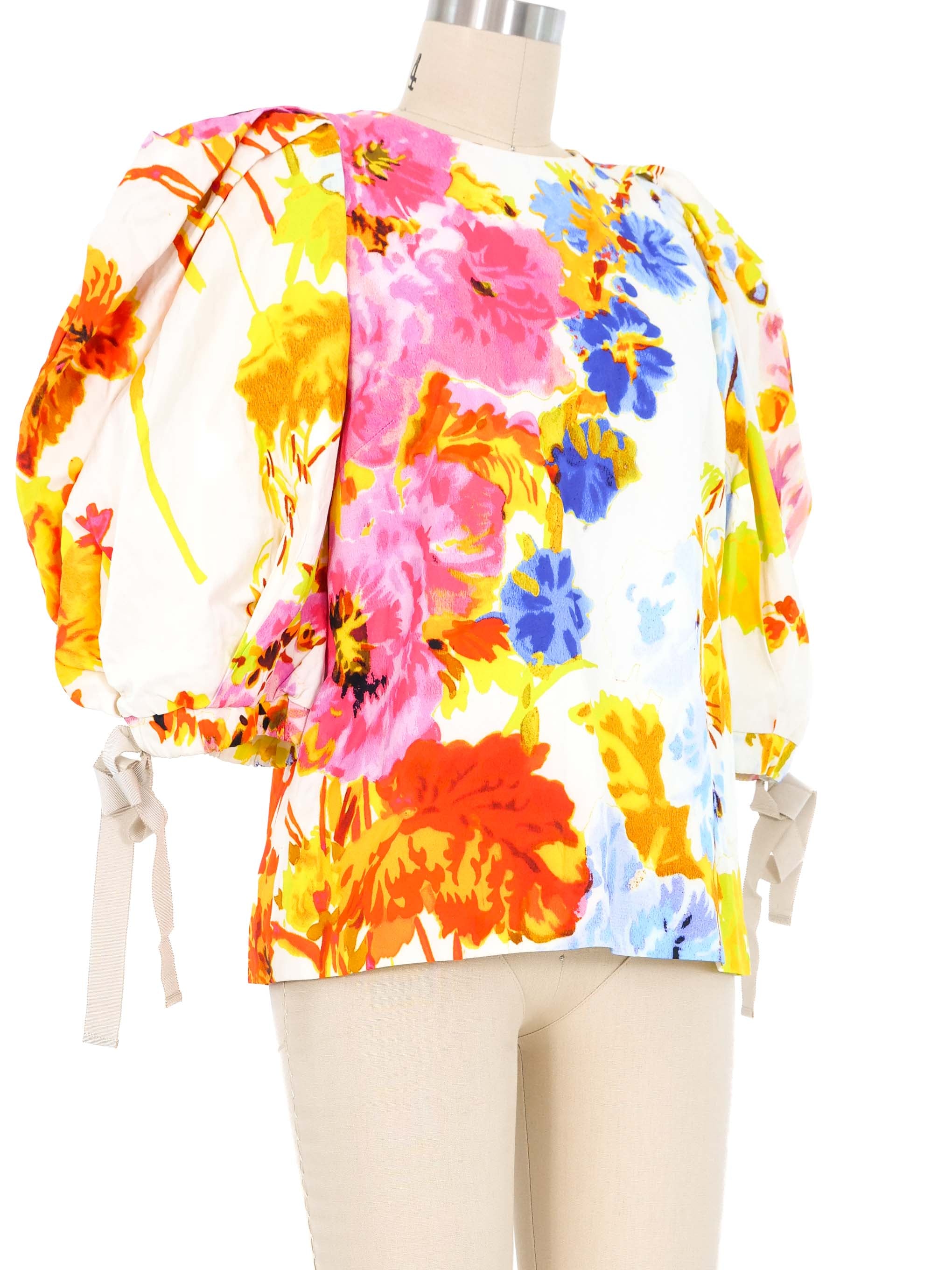 トップス Dries van noten flower print tops Dries Van Noten Floral Print Viscose-Satin Short Sleeve