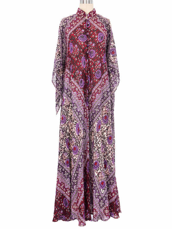 Adini Block Printed Angel Sleeve Caftan Dress arcadeshops.com