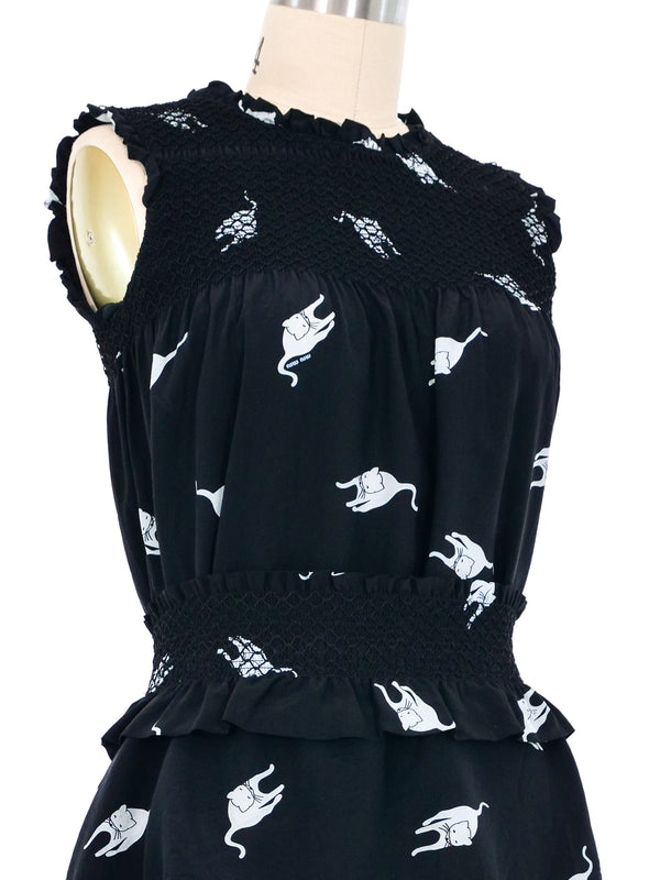 2010 Miu Miu Cat Print Silk Tank Top arcadeshops.com