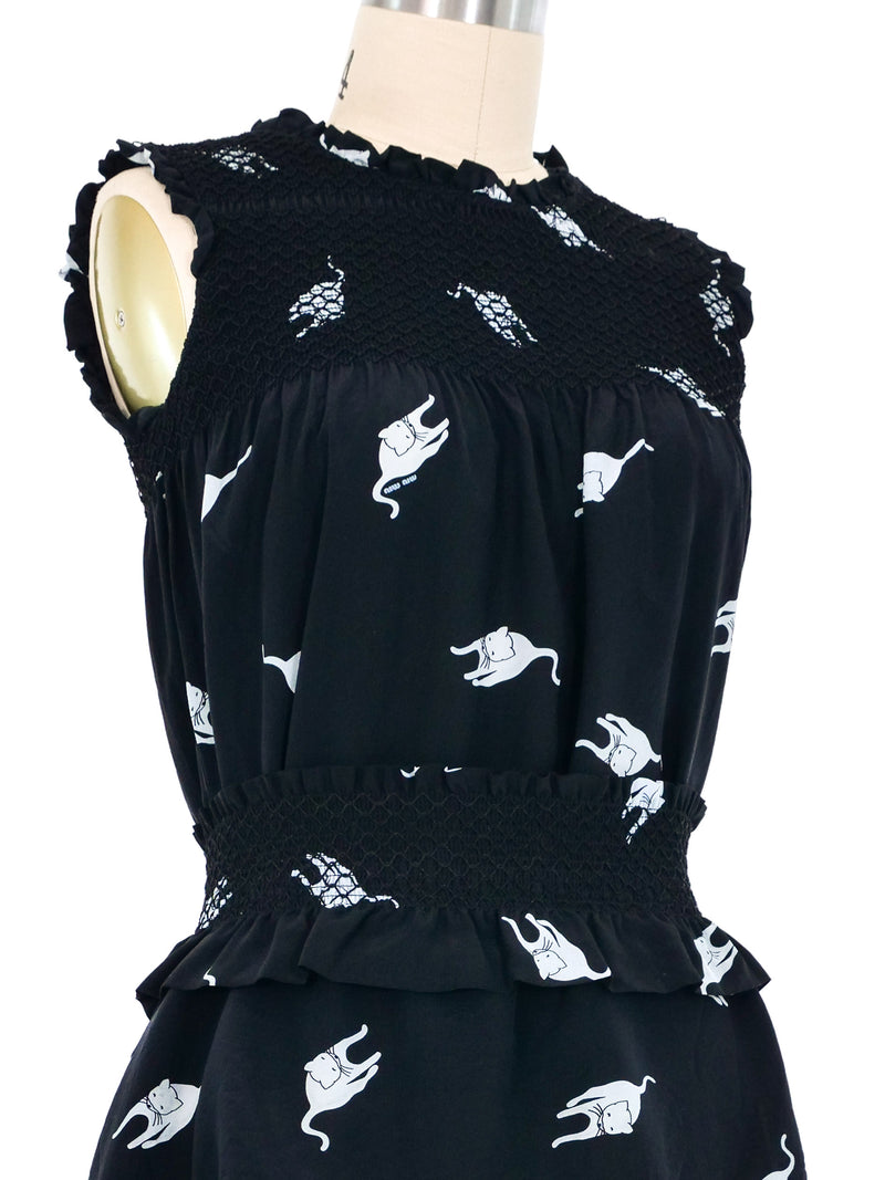 2010 Miu Miu Cat Print Silk Tank Top arcadeshops.com