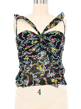 Christian Dior Floral Chiffon Bustier Top Top arcadeshops.com