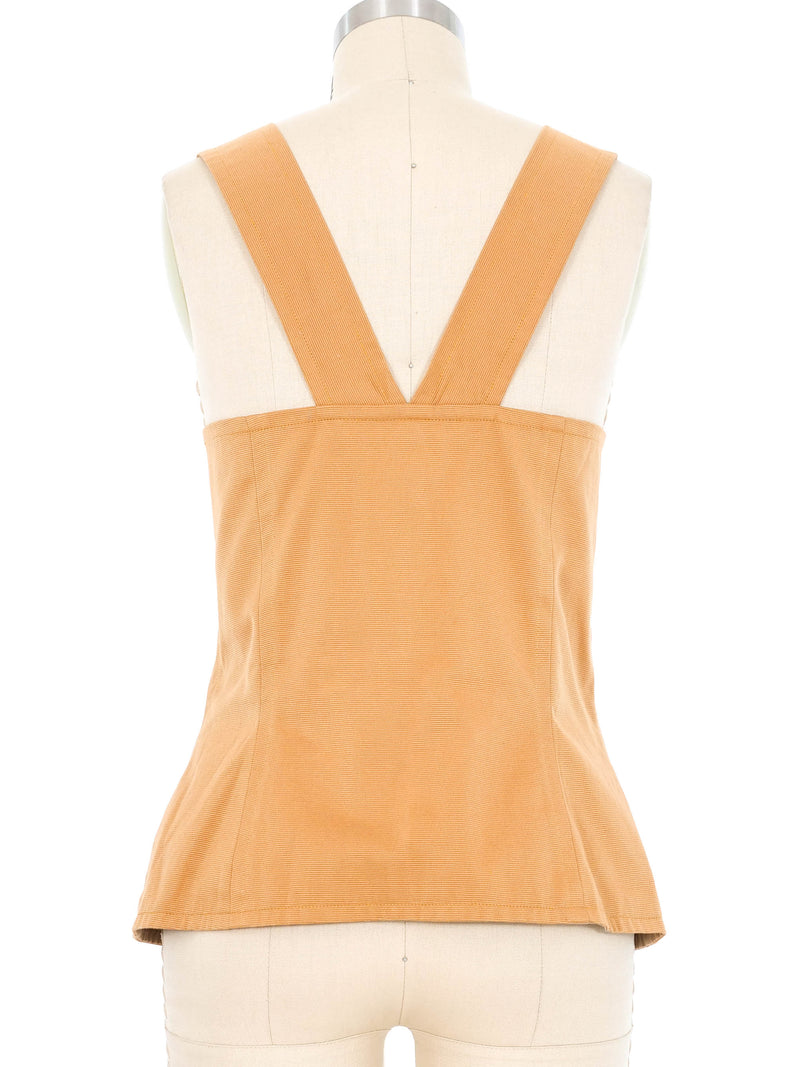 1992 Yves Saint Laurent Tan Ribbed Cotton Top Top arcadeshops.com