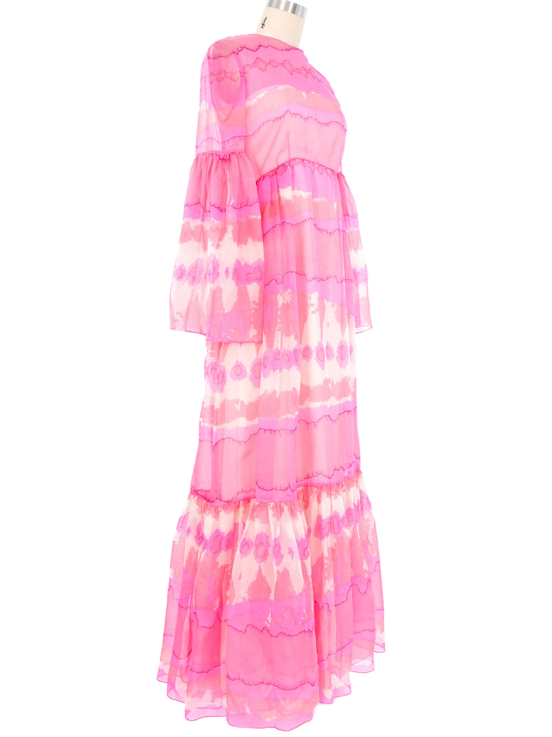 Malcolm Starr Watercolor Chiffon Maxi Dress Dress arcadeshops.com