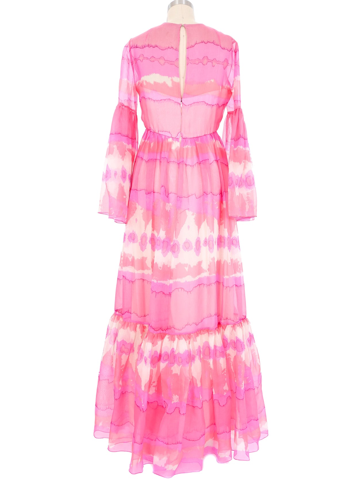 Malcolm Starr Watercolor Chiffon Maxi Dress