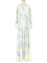 Mary McFadden Printed Dimensional Pleated Maxi Dress Dress arcadeshops.com